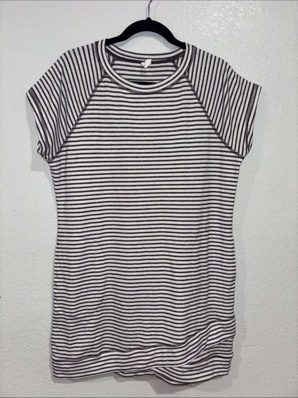 Ideology Black & White Striped Short Sleeve Dress